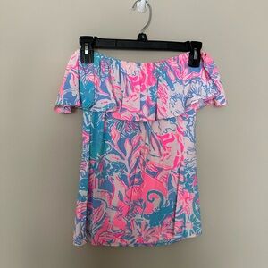 Lilly Pulitzer Off-Shoulder Top - Pink and Blue